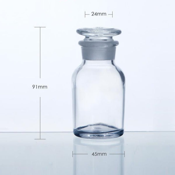 Frasco de boca ancha, vidrio transparente, sin graduar, de 30 ml a 1.000 ml Laborxing